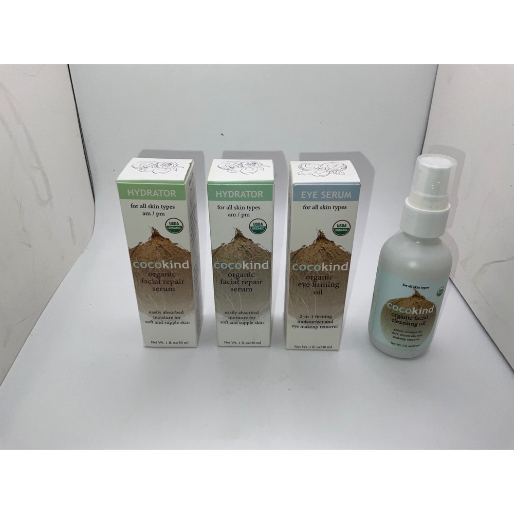 Cocokind Organic Skincare Set Facial Repair Serum Eye Firming Oil Cleansing Oil